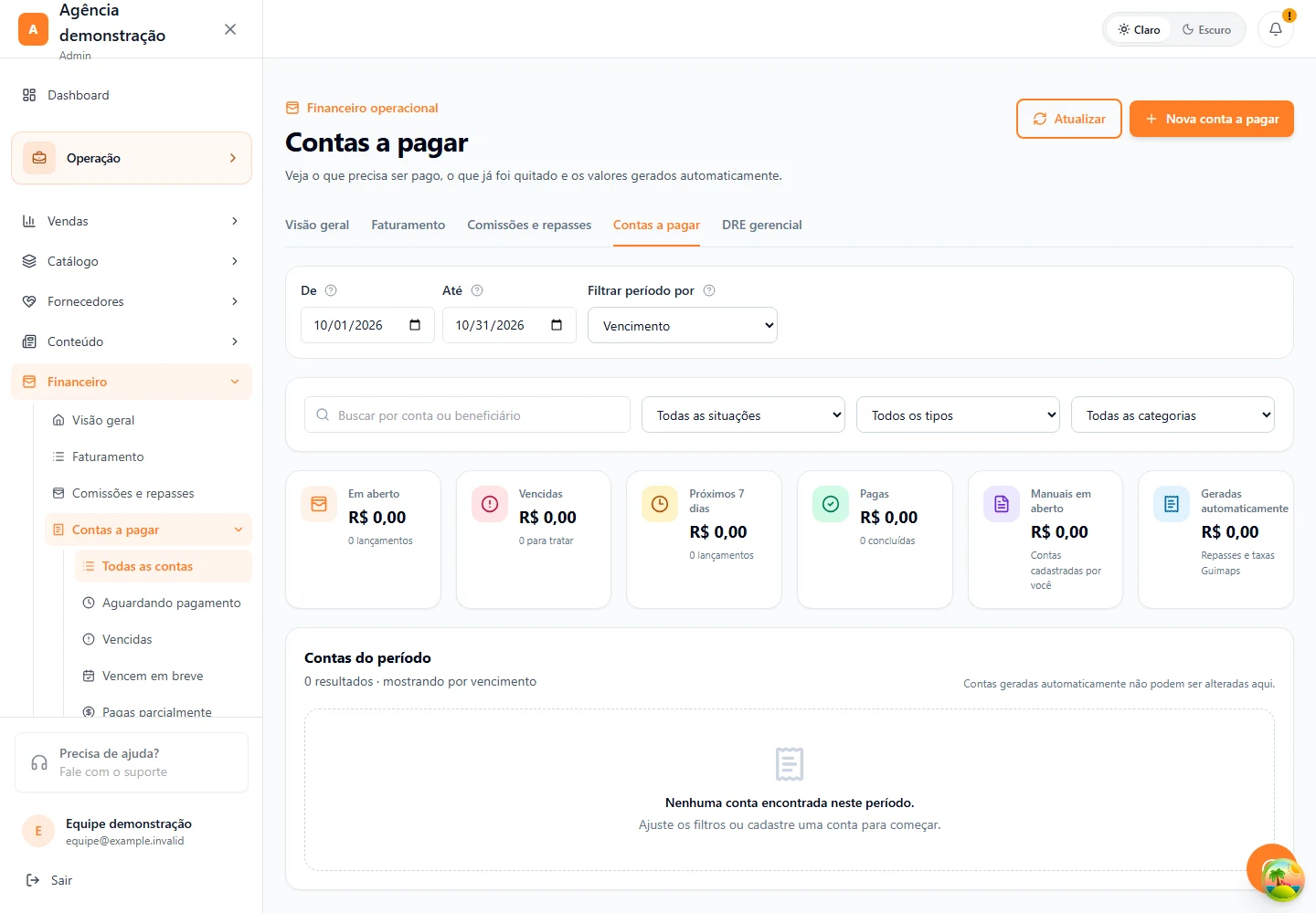 Financeiro · Contas a pagar