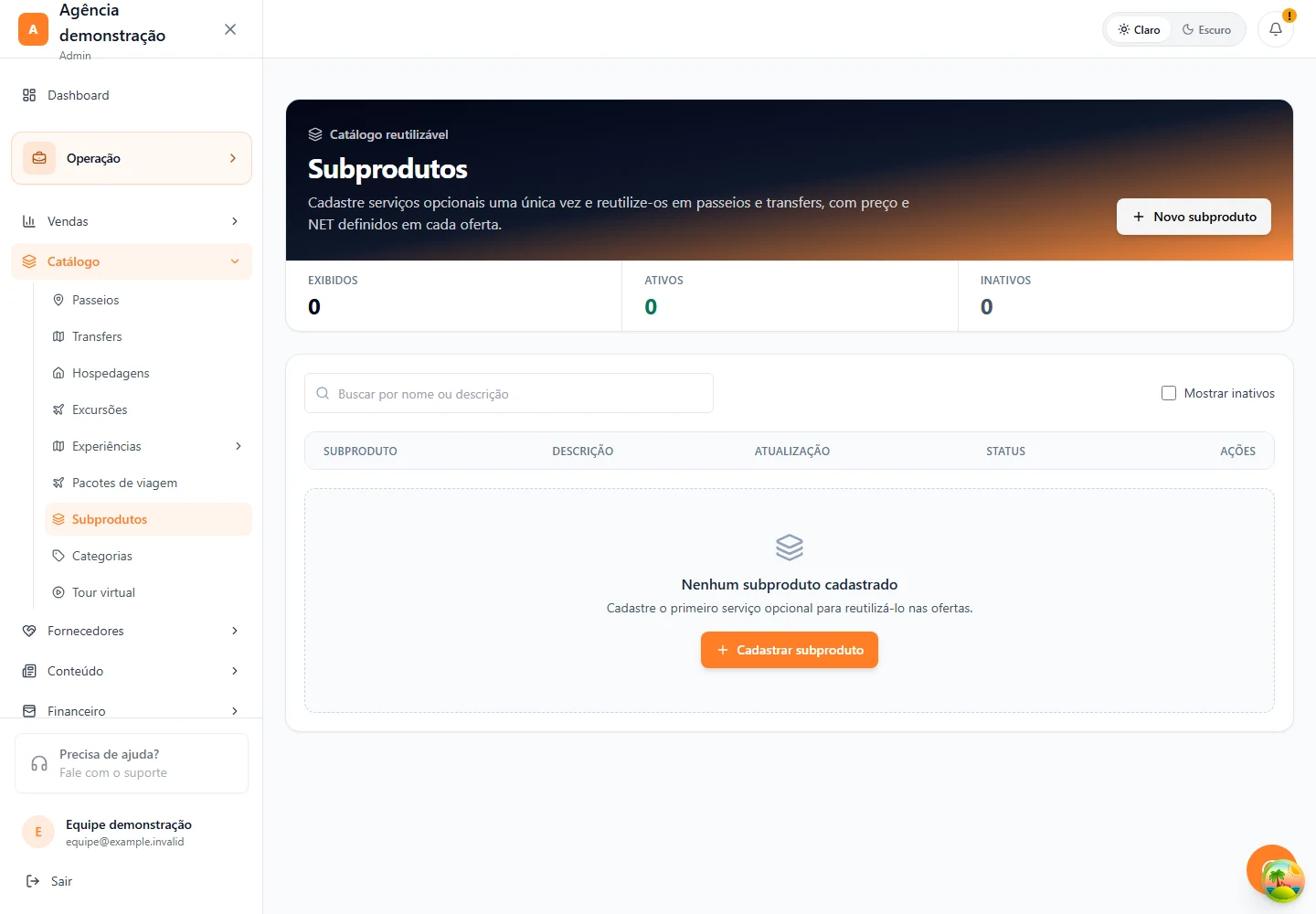 Catálogo · Subprodutos