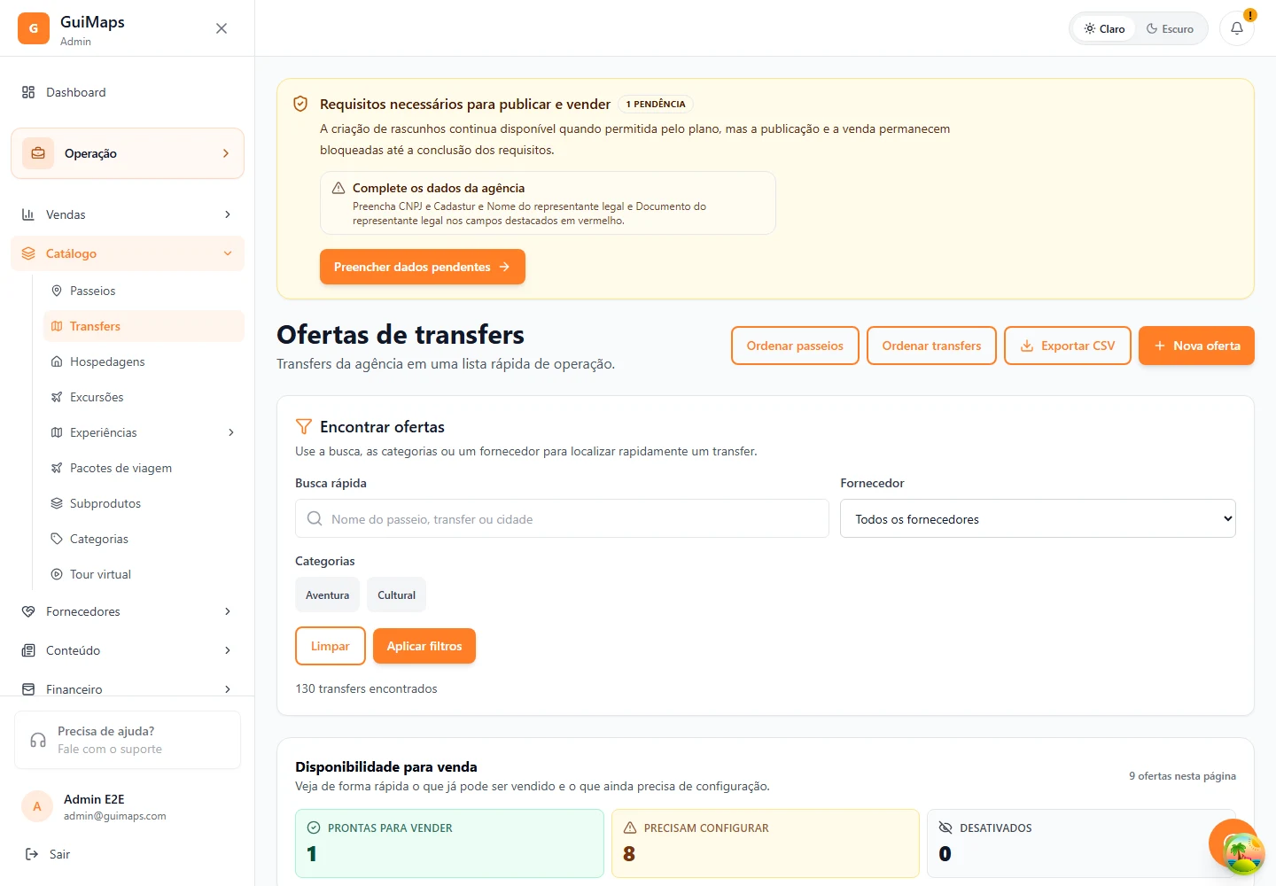 Catálogo · Transfers